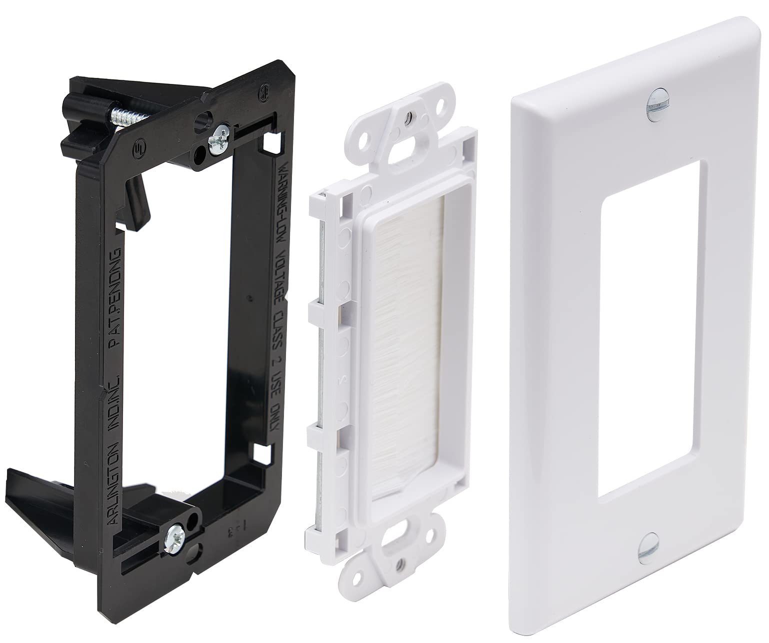 Tedgetal Single Gang Brush Wall Plate with Low Voltage Mounting Bracket ABS White