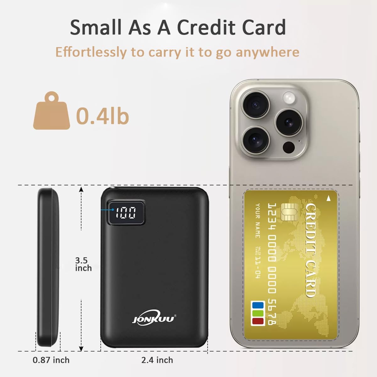 Jonkuu Small Portable Phone Charger 10000Mah Quick Charge 5V/2.4 A Heated Vest/Jacket Battery Packs Dual Usb Lcd Display Power B