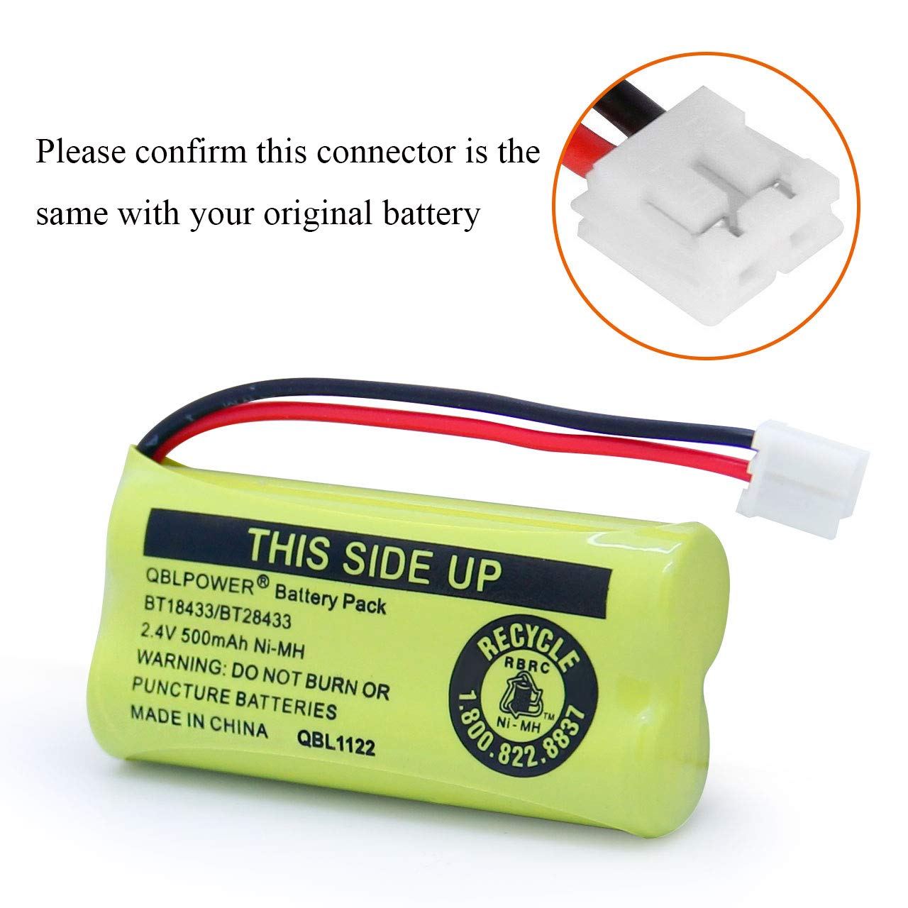 Qblpower Bt18433 Bt28433 2.4V 500Mah Ni Mh Phone Battery Rechargeable Compatible With At&T Vtech Bt 8300 Batt 6010 Bt184342 Bt28