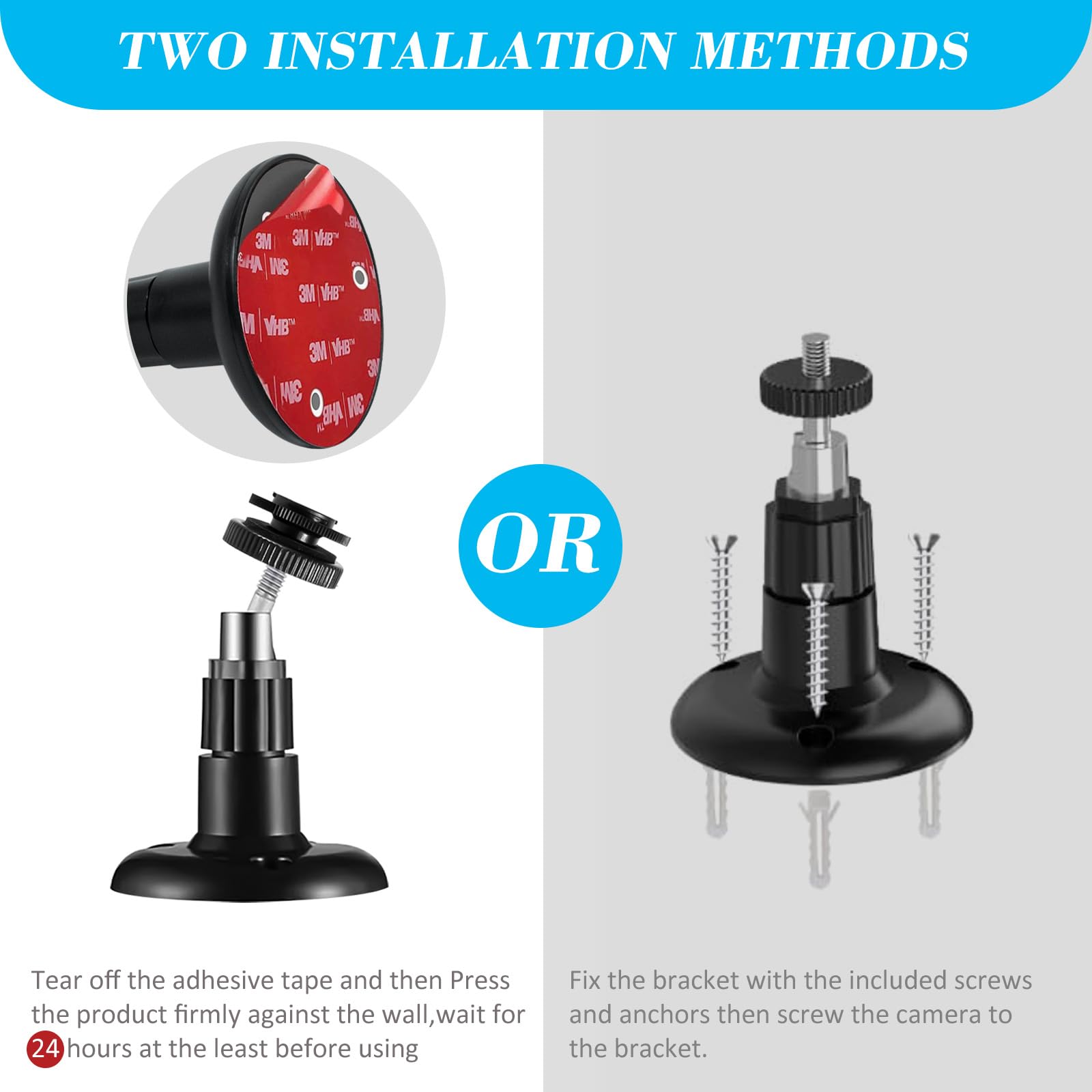 Ragnaros 3Pcs Wall Mount Bracket For Blink Outdoor 3Rd & 4Th Gen, 360 Degree Adjustable Strong Adhesive Mount, 2 Ways Installati