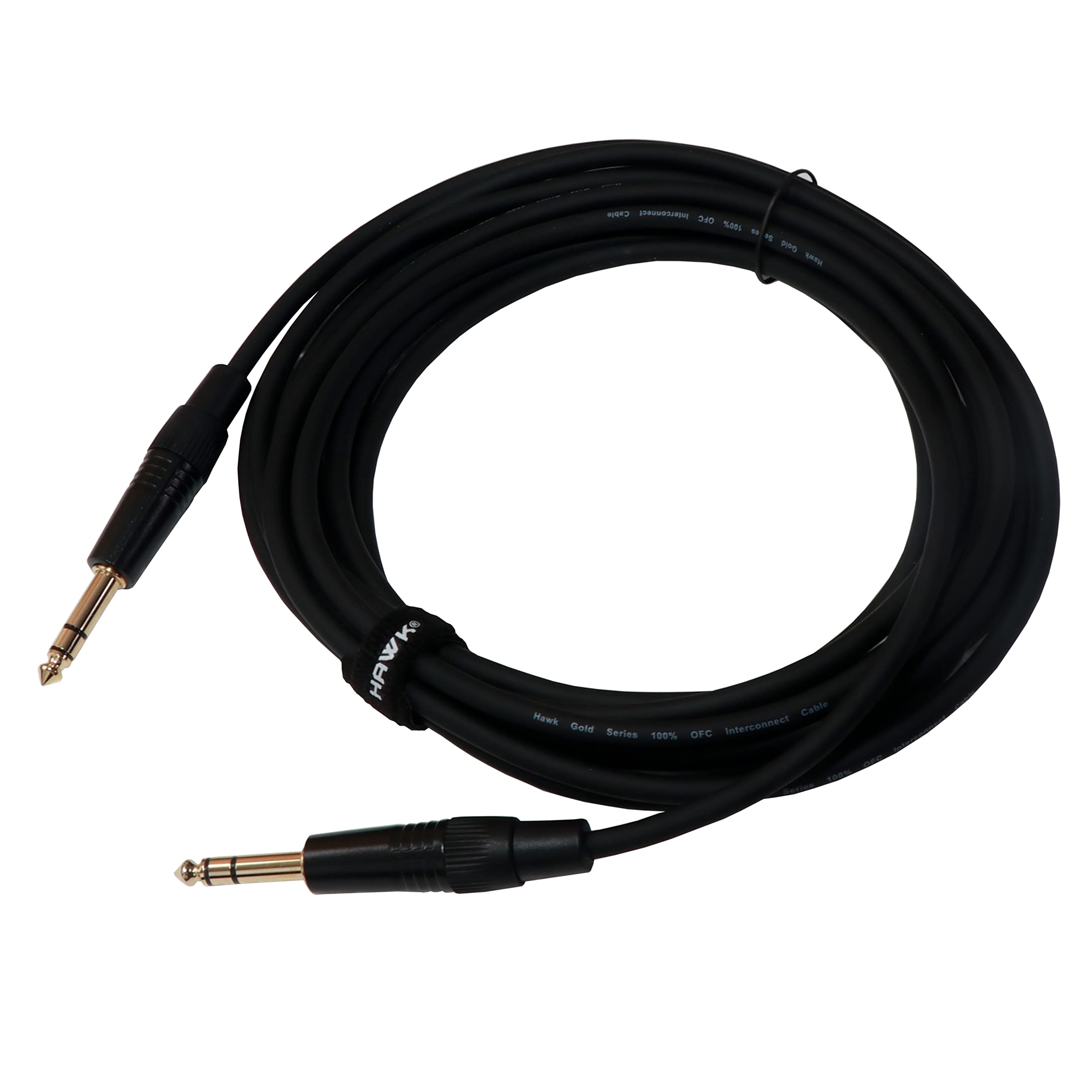 Hawk Proaudio SMSG010 Amplifier Gold Series 6.35mm TRS Male to 6.35mm TRS Male With Cable Tie  3 Meter (Black)