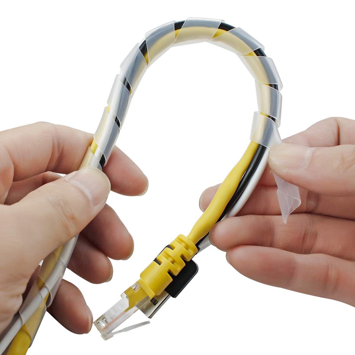 65Ft Xhf 4Mm(Wrapping Range:1.5Mm 10Mm) Clear Spiral Cable Wrap Cord For Computer Electrical Wire Organizer Sleeve Hose Rohs