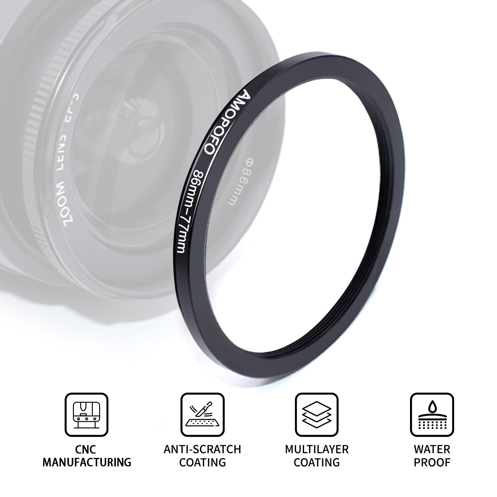 86Mm Lens To 77Mm Camera Filter Ring,86Mm To 77Mm Step Down Ring Filter Adapter For 77Mm Uv,Nd,Cpl,Metal Step Down Ring