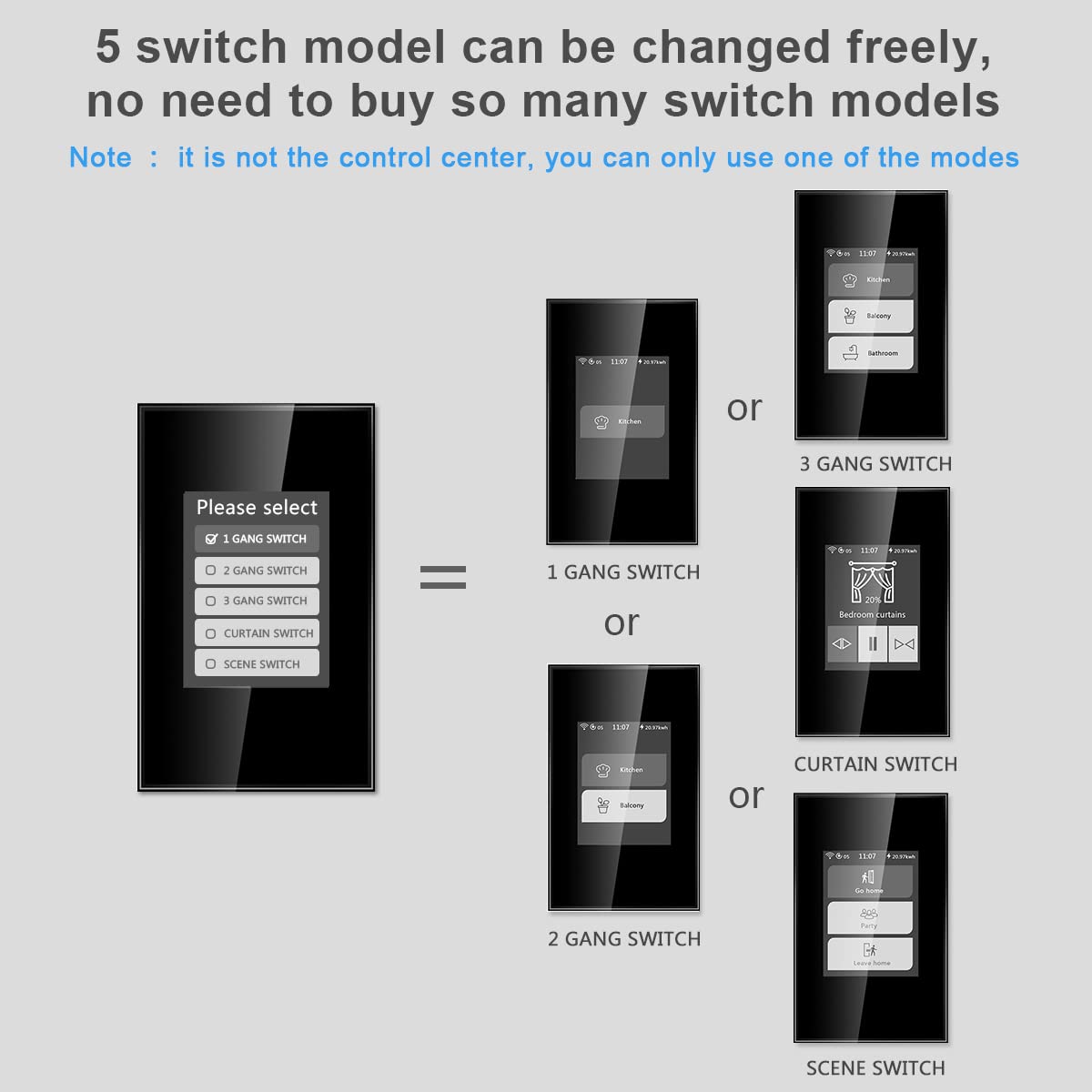 Lanbon L8 Hak Lcd 2 In 1 Alarm Smart Switch, Integrates Home Security System & Smart Light Switch Into One, 7 Piece Kit Wireless