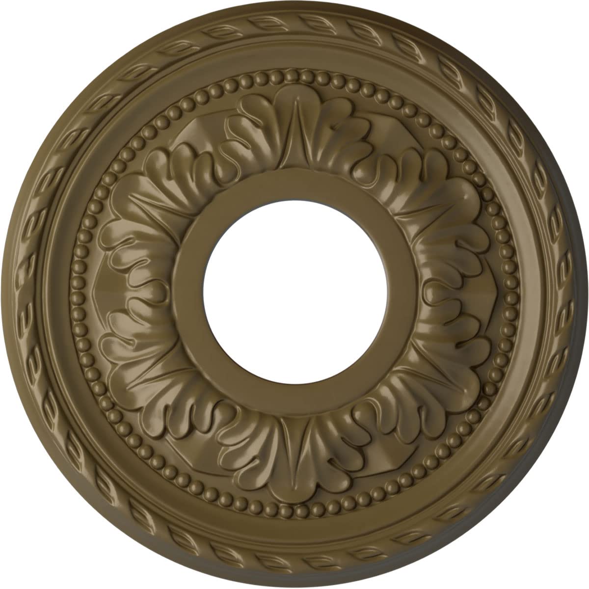 Ekena Millwork 11 3/8OD x 3 5/8ID x 7/8P Palmetto Ceiling Medallion Fits Canopies up to 4 1/2 Ceiling Medallion, Mississippi Mud