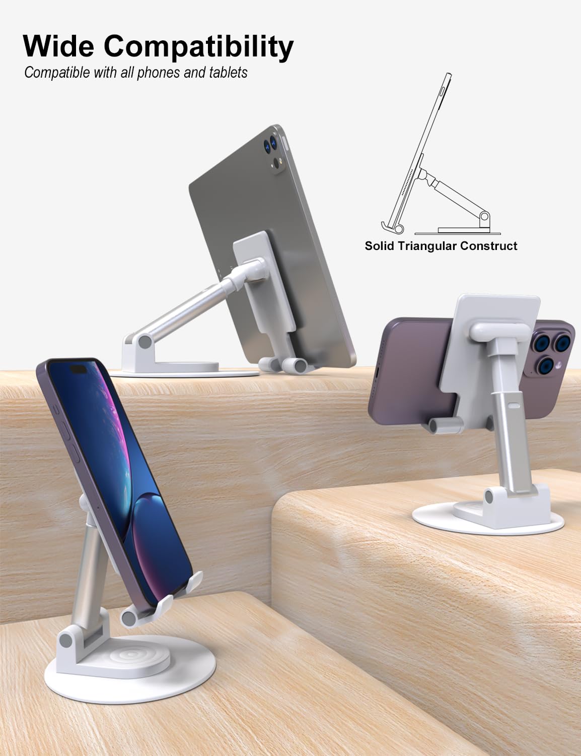 Kotuday Cell Phone Stand For Desk Swivel, Phone Holder Stand Foldable, Portable Hands Free Mobile Phone Stand For Office, Travel
