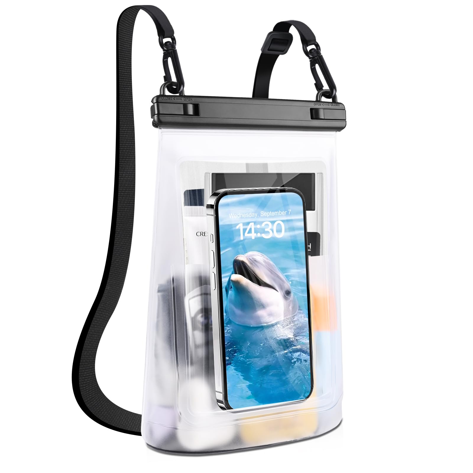 2L Waterproof Phone Pouch For Iphone 16 15 14 11 Pro Max & Galaxy S24 S21 - Floating Large Capacity Dry Bag Stores Sunscreen, Su