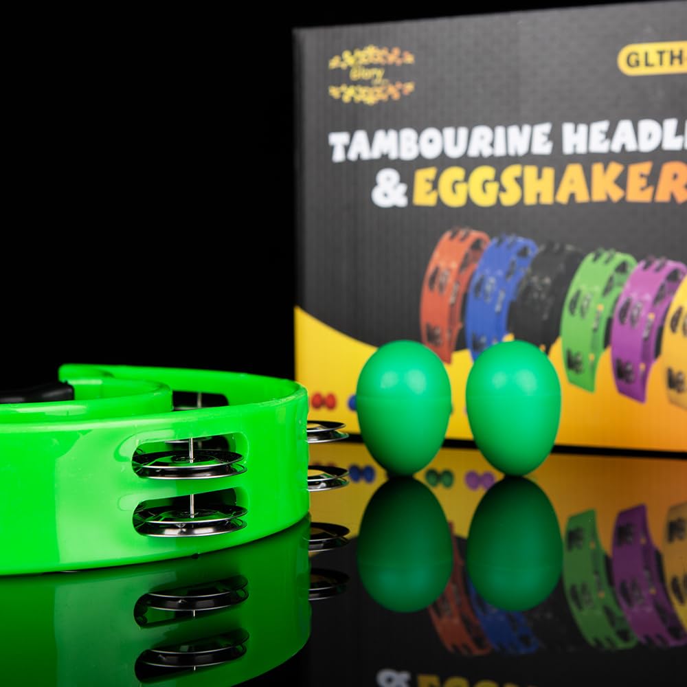 Glory Double Row Tambourine, Half Moon Double Row Metal Jingles Hand Held Instruments Percussion With Handle Grip, Tambourines F