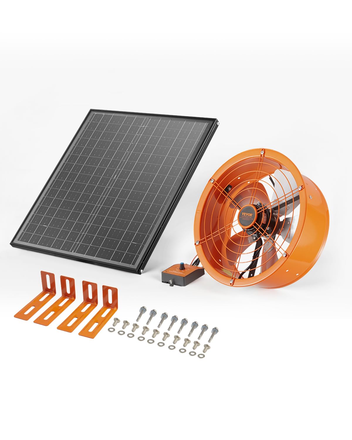 Vevor Gable Mount Fan, 14 Inch Solar Power Attic Exhaust Fan With Adjustable Thermostat & Outer Mesh, 1300 Cfm House Ventilator 