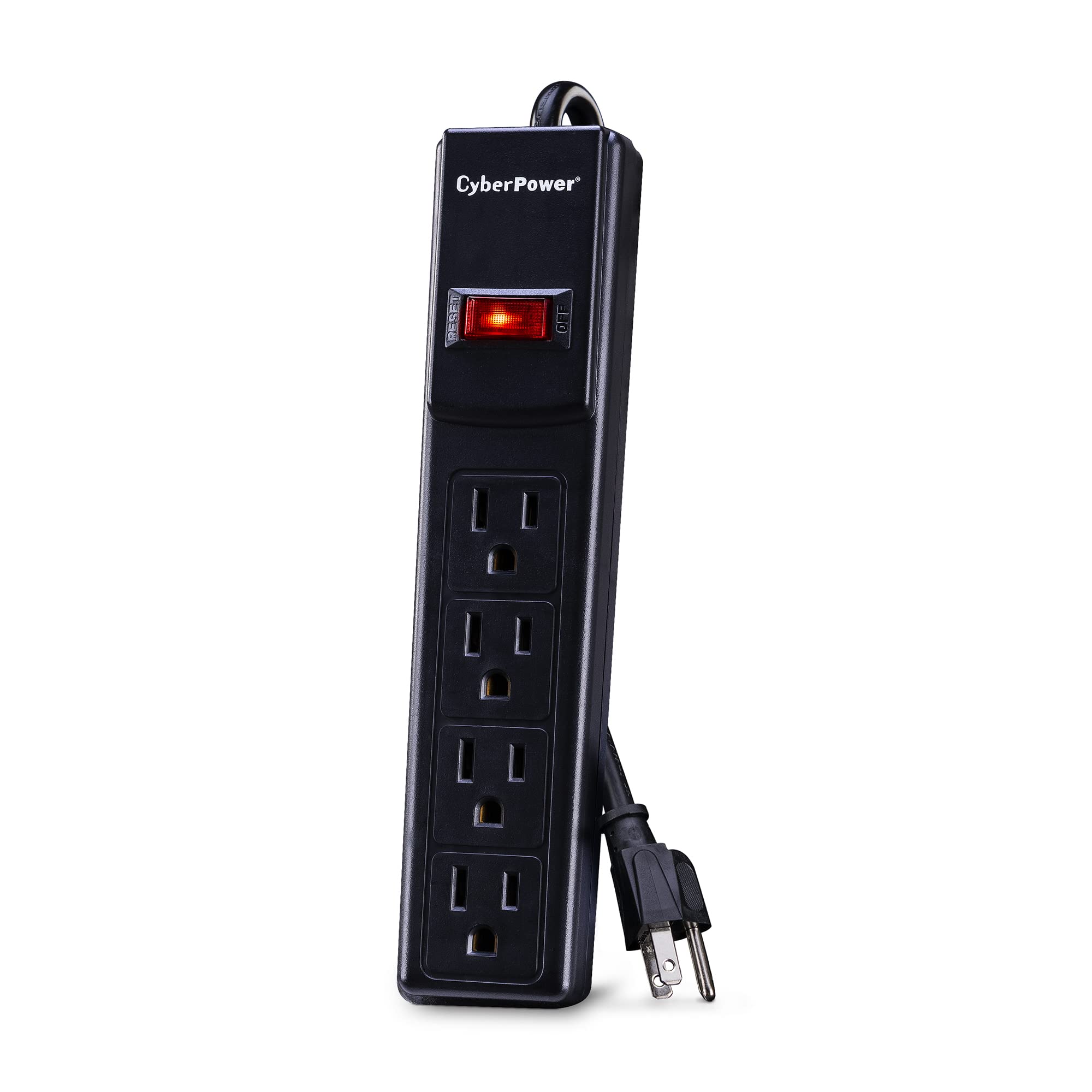 Cyberpower Csb404 Essential Surge Protector, 450J/125V, 4 Outlets, 4Ft Power Cord, Black