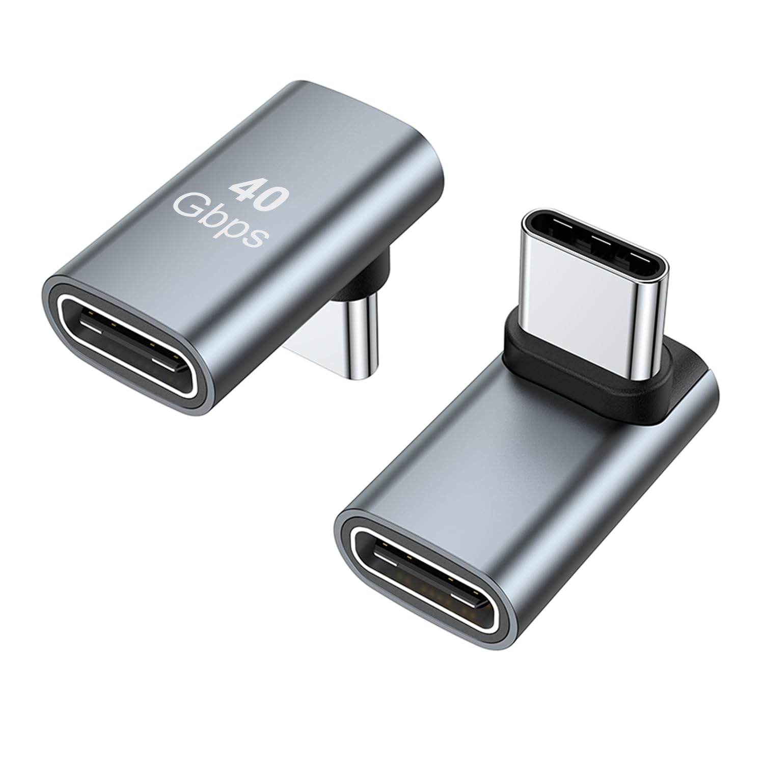 Areme 90 Degree Usb C Male To Female Adapter, 2 Pack Right Angle 100W Type C Adapter Extender For Steam Deck, Rog Ally, Switch, Notebook Computers, Tablet And Mobile Phones (Grey)