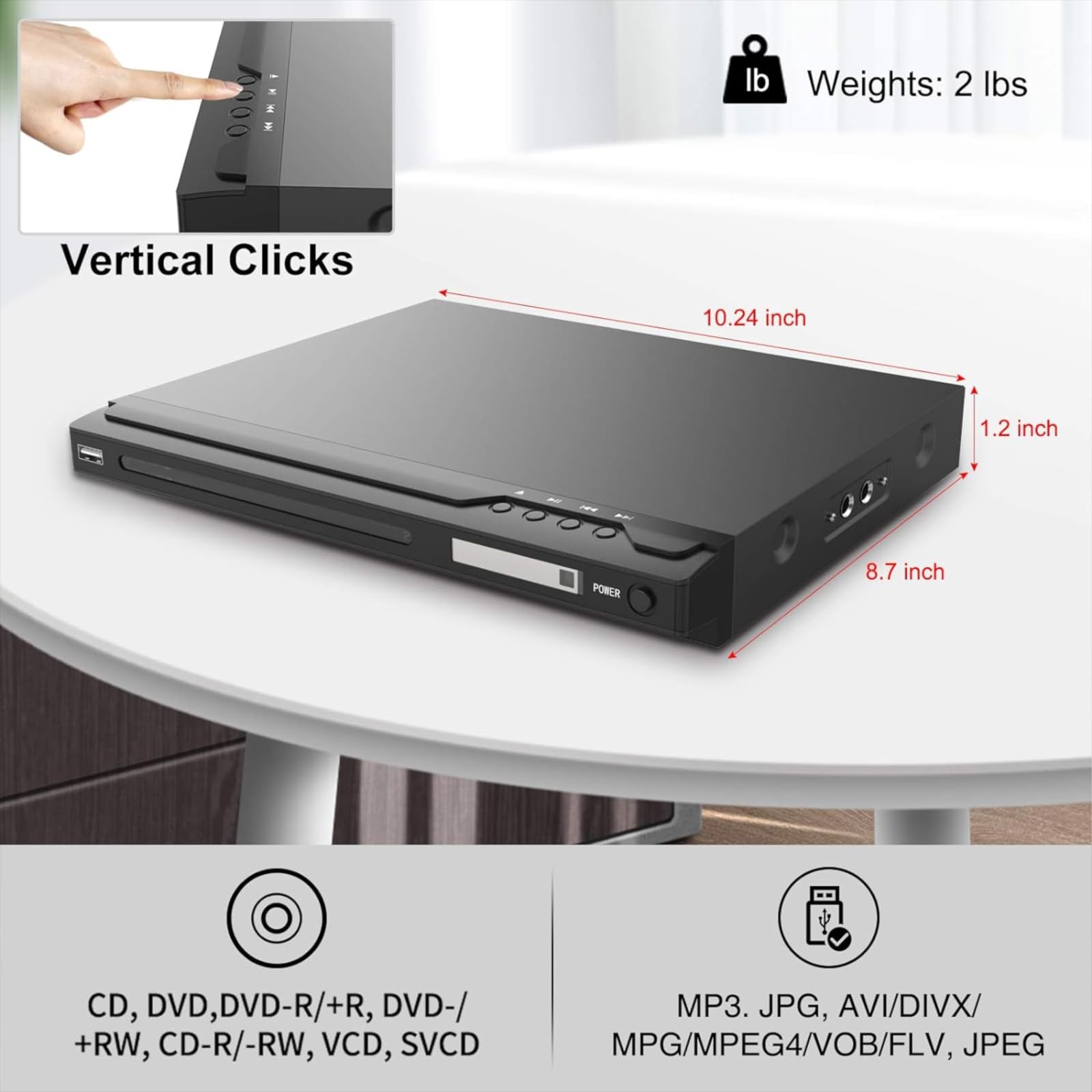 Dvd Player, Hdmi & Rca Connection, Region Free Dvd Players For Tv, With Microphone/Usb Input Design, Ntsc/Pal System, Comes With Hdmi & Rca Cable And Remote Control.