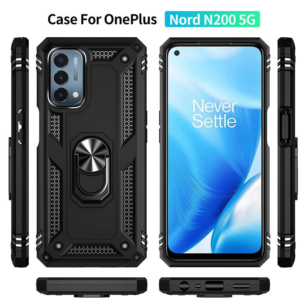 Aozuoton For Oneplus Nord N200 5G Case, Nord N200 5G Phone Case With Hd Screen Protector, [Military Grade 16Ft. Drop Tested] Rin