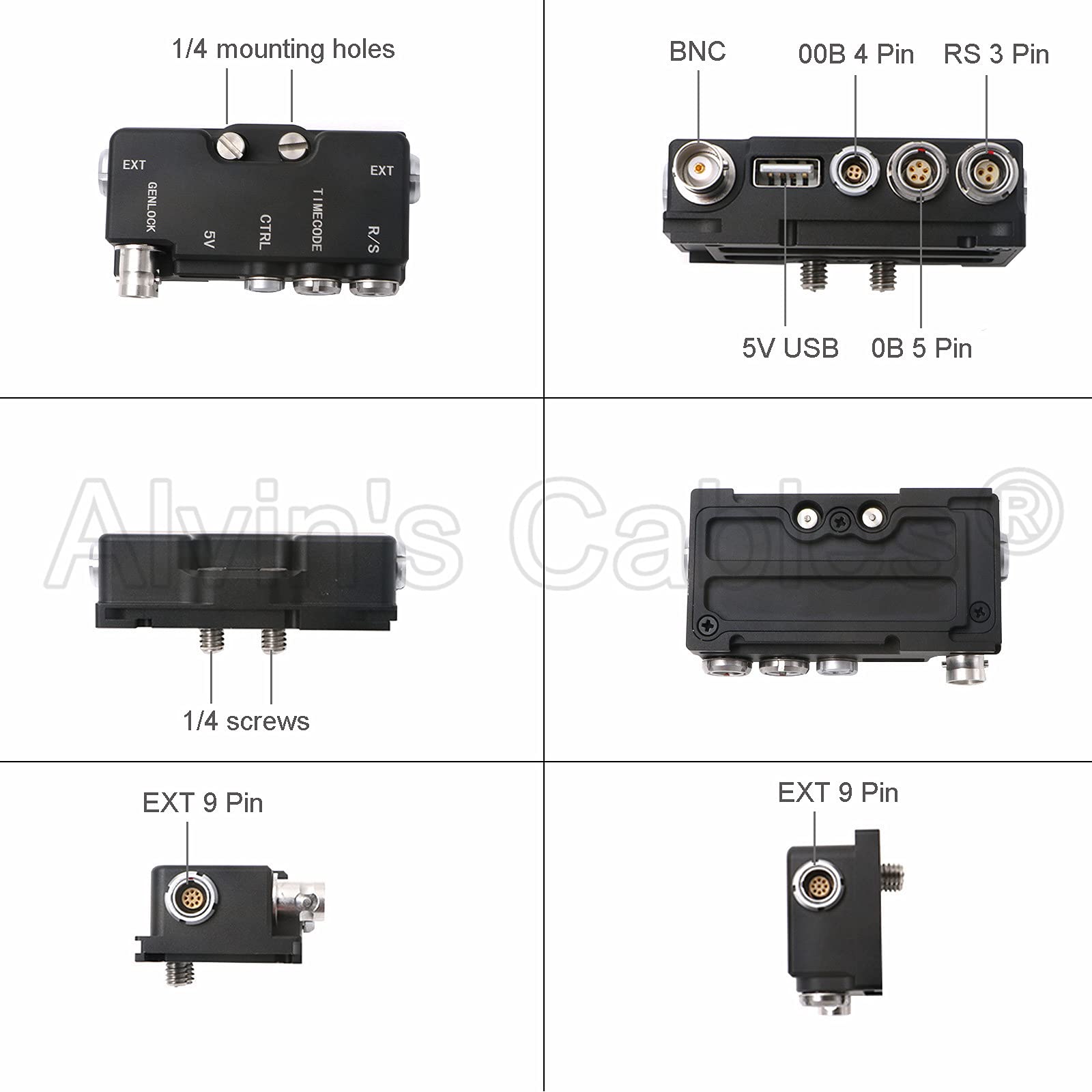 Alvins Cables Breakout B Box For Red Komodo Camera Ext 9 Pin To Run Stop|Timecode|Ctrl|5V Usb| Genlock Bnc Splitter Box Black Wi
