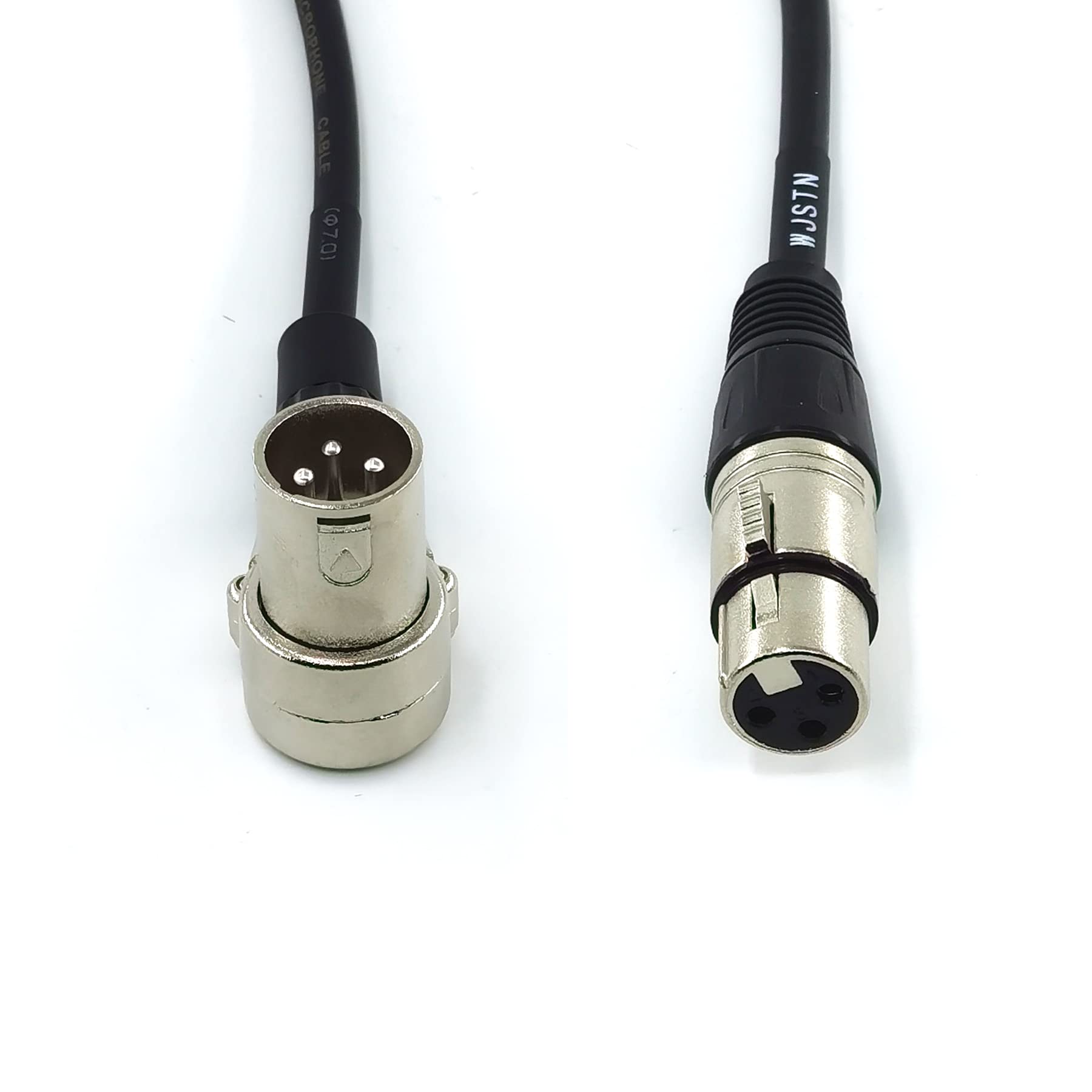 Wjstn Right Angle Male Xlr To Straight Female Xlr, Xlr Adapter Cable 2Pack