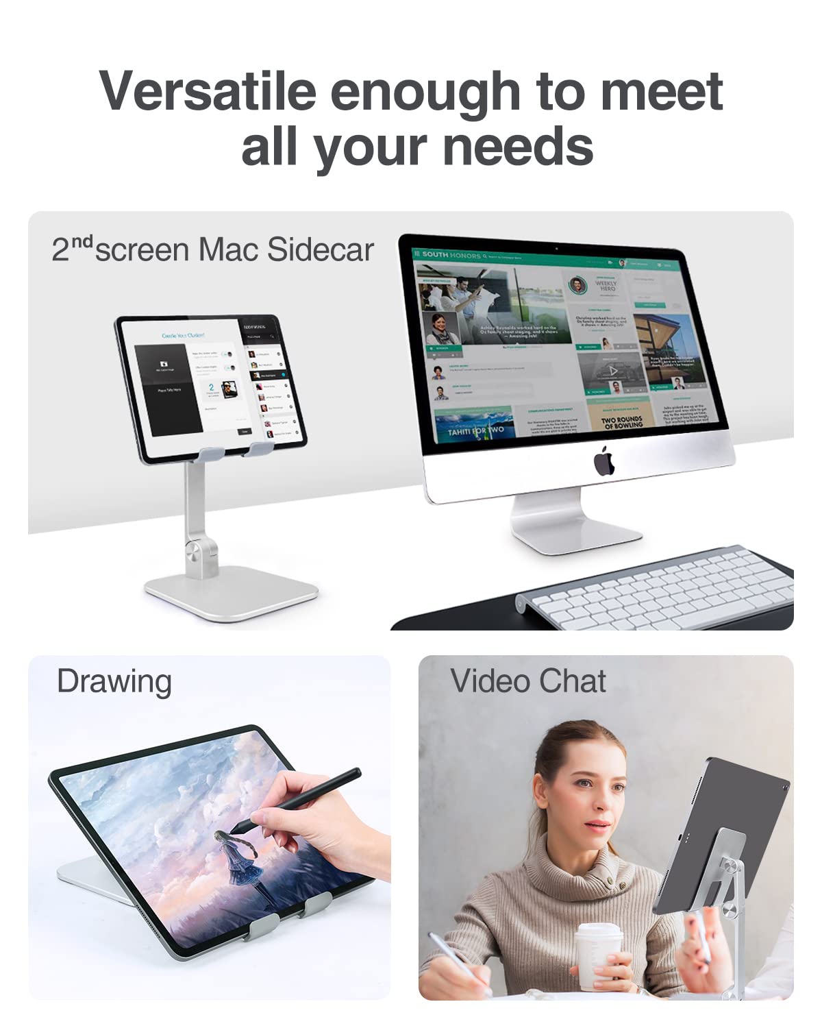 Elitehood Aluminum Ipad Stand, Adjustable Ipad Stand Holder For Desk, Desktop Tablet Stand Dock For Ipad Pro 12.9 11, Ipad Air M