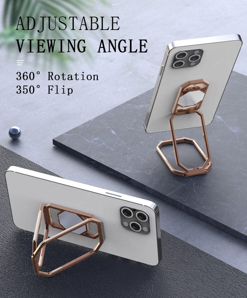 Rimyam Phone Ring Holder Finger Kickstand Cell Phone Grip 360 Foldable Phone Stand Metal Phone Back Grip For Magnetic Car Mount