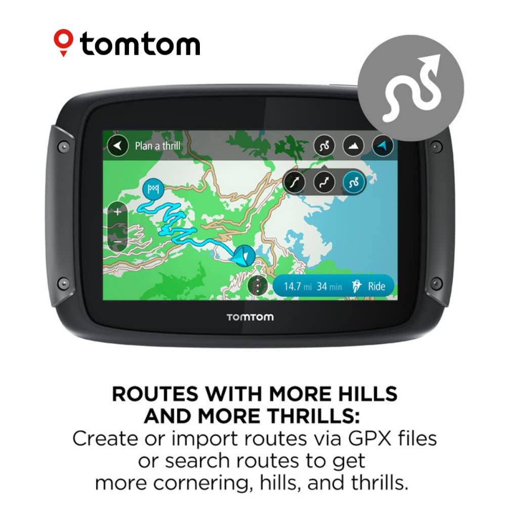 Tomtom Rider 550 Motorcycle Gps Navigation Device, 4.3 Inch, With   World   Maps,   Motorcycle Specific Winding   And Hilly Road