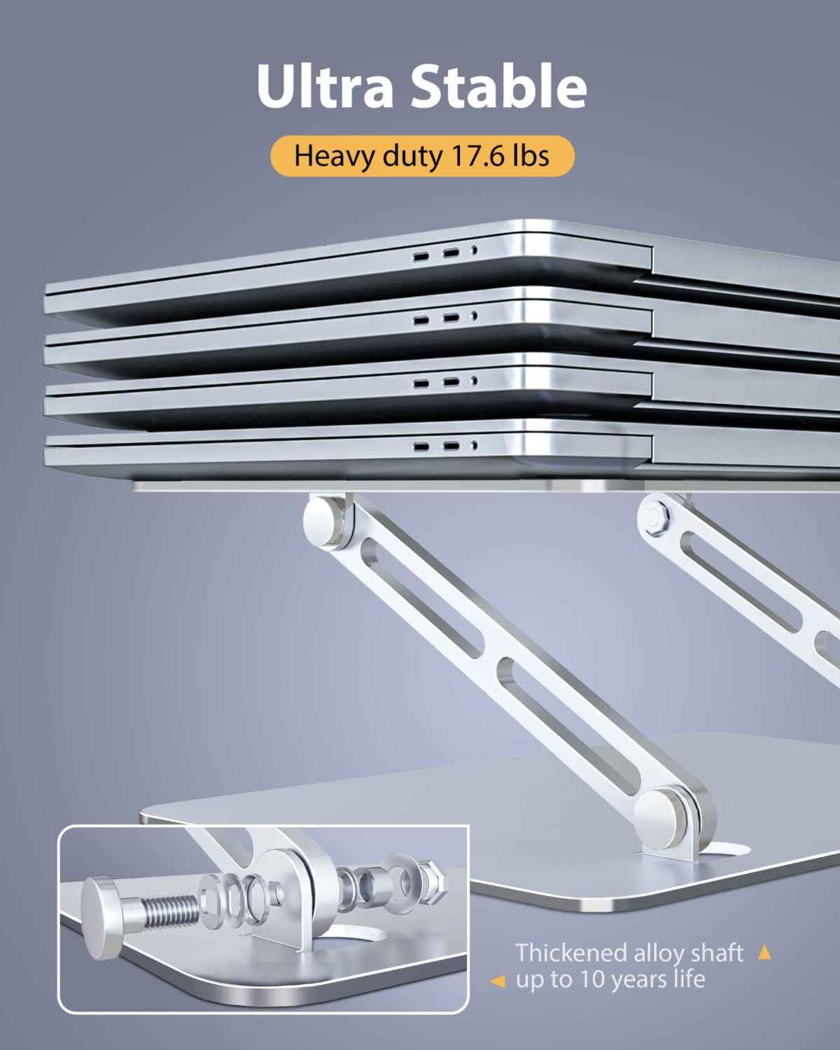 Jczt Adjustable Laptop Stand For Desk, Portable Laptop Riser, Aluminum Laptop Stand Foldable, Ergonomic Computer Notebook Stand