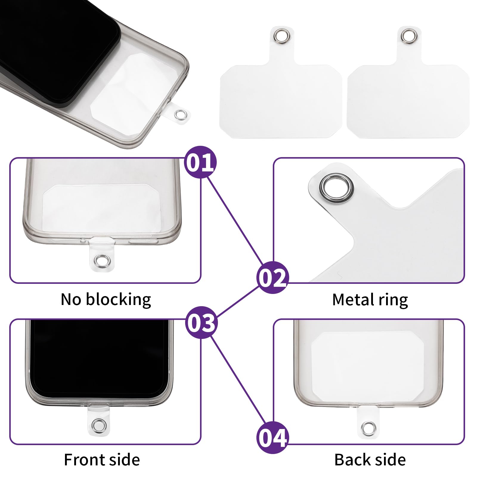 Wayasdcu 100 Pcs Phone Lanyard Tab Cell Tether Tabs For Cell Phone Universal Phone Tether Patches Tpu Replacement Patches Non Ad