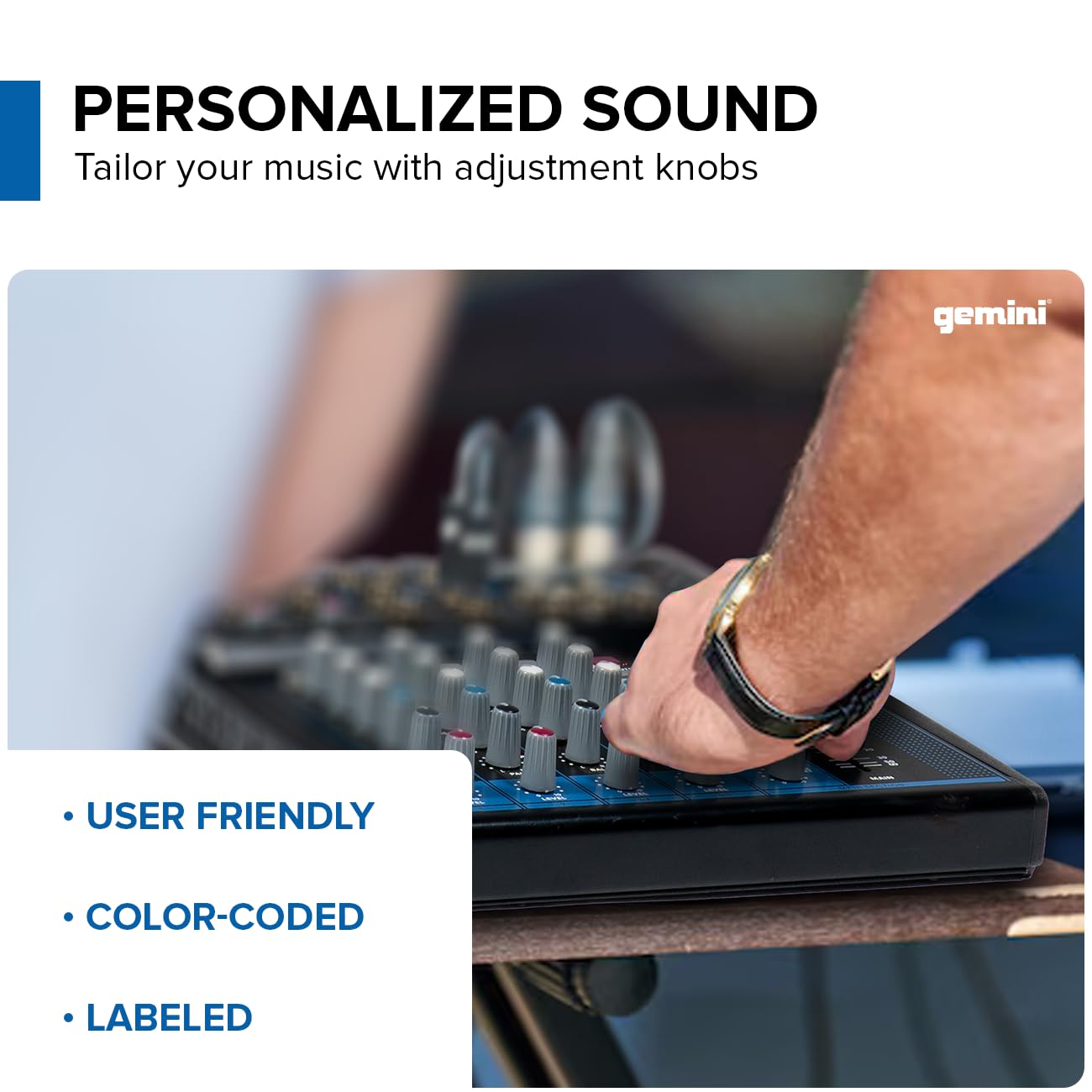 Gemini 8-Channel Audio Mixer - Usb Playback, Fx, Eq, Phantom Power - Compact Dj Mix Console For Music, Podcast, Live Sound & Stu