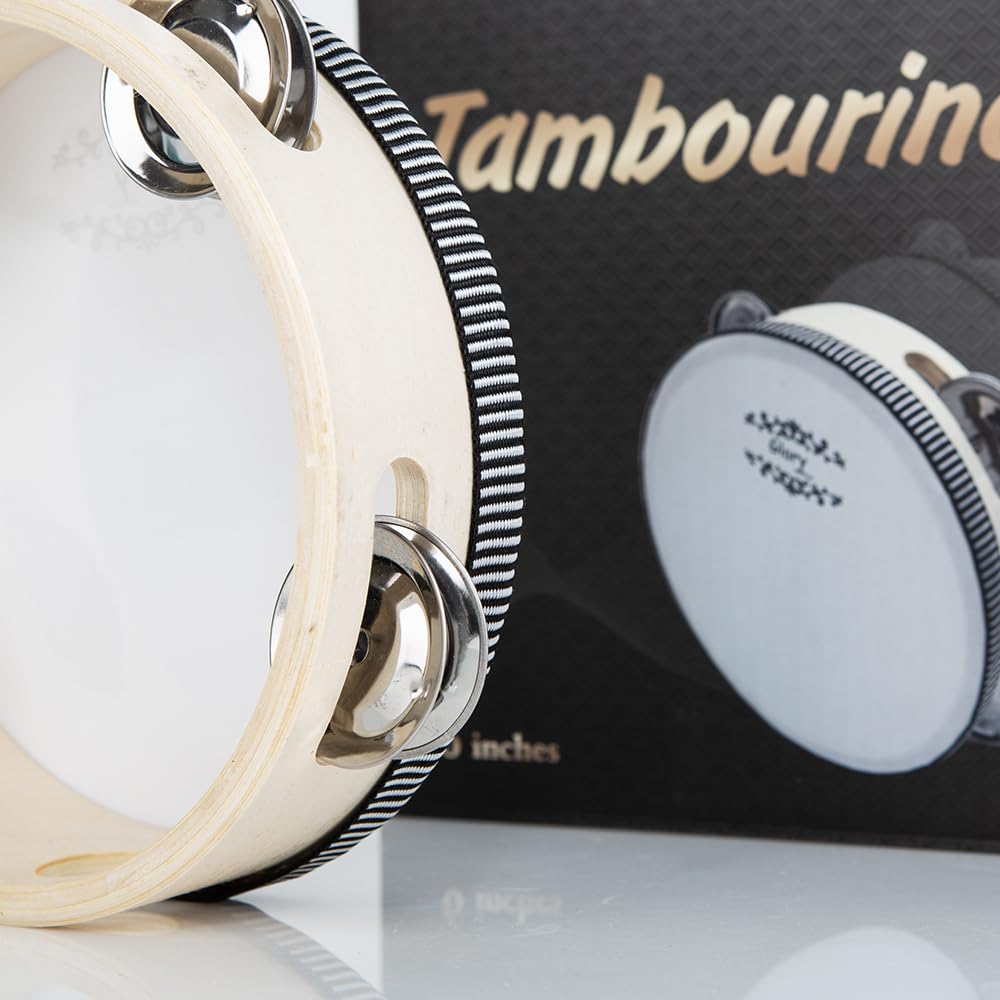 Glory Hand Held Tambourine Drum 6 Inch Bell Birch Metal Jingles Percussion Gift Musical Educational Drum Instrument For Ktv Part