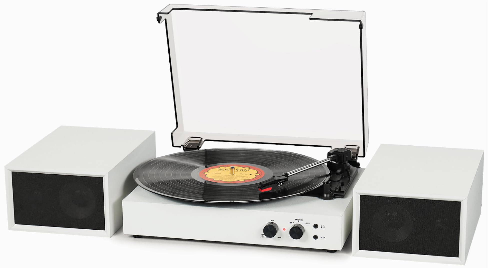 Record Player With Dual External Speakers, Usb Pc Encording, 33 45 78 Rpm Bluetooth Vintage Lp Player Vinyl Turntable With Two S