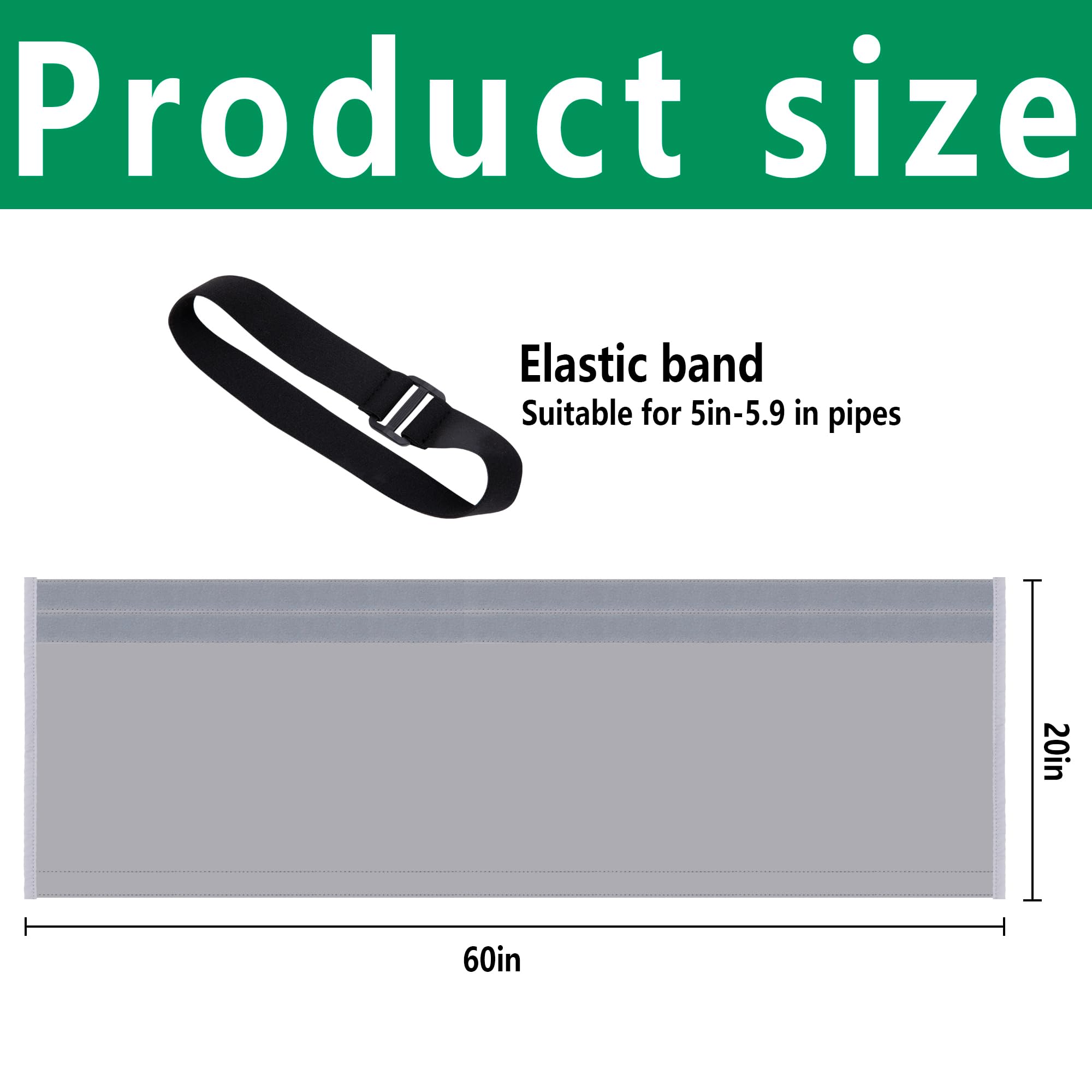 RunNico Portable AC Hose Cover - Insulated Duct Vent Sleeve for 5 & 5.9 Diameter Exhaust Hoses - Thick Air Conditioner Hose Wrap, 58L x 5