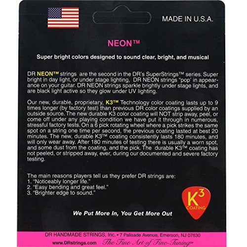 Dr Strings Hi Def Neon Electric Guitar Strings (Npe 9),Pink
