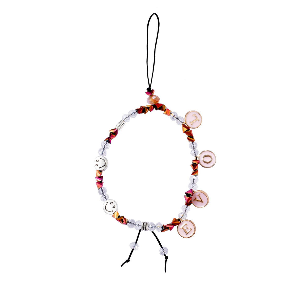 Fechdoo Women Lightweight Wrist Strap Phone Chain, Beaded Phone Charms Pearl Chain Lanyard, Phone Charm Accessories Cute Love Le