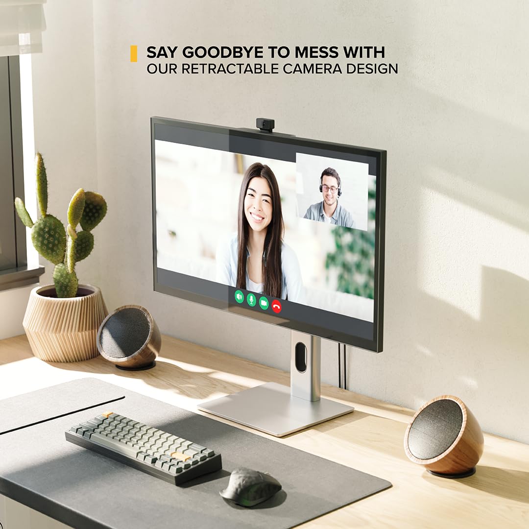 Alogic Clarity Pro 27'' Uhd 4K Monitor With Usb C Power Delivery And Inbuilt 8Mp Auto Retractable Webcam