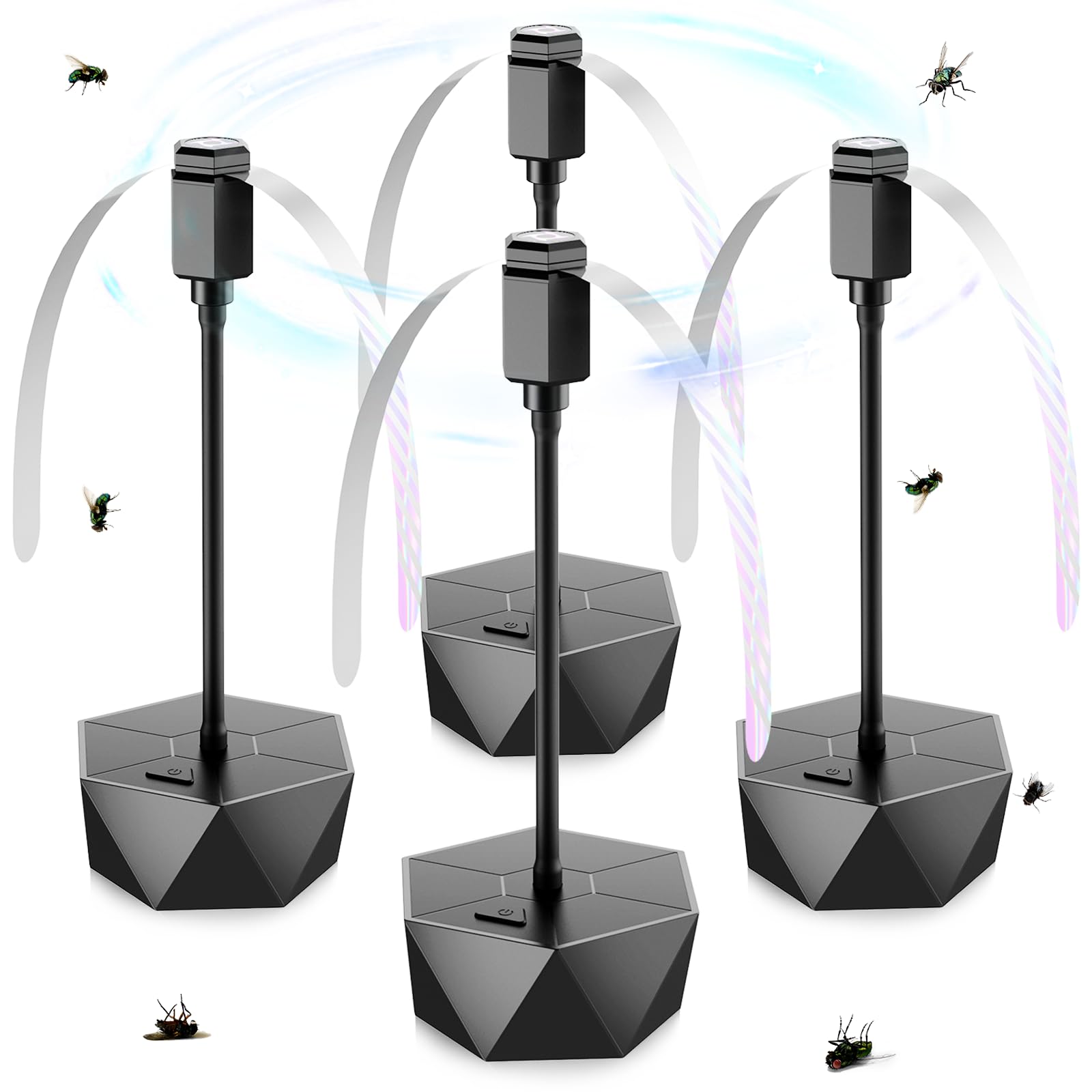 PIMAG Fly Fans for Tables, Fly Repellent Fan Outdoor Indoor Keep Flies Away, Fly Repellent Fans for Tables with Holographic Blad