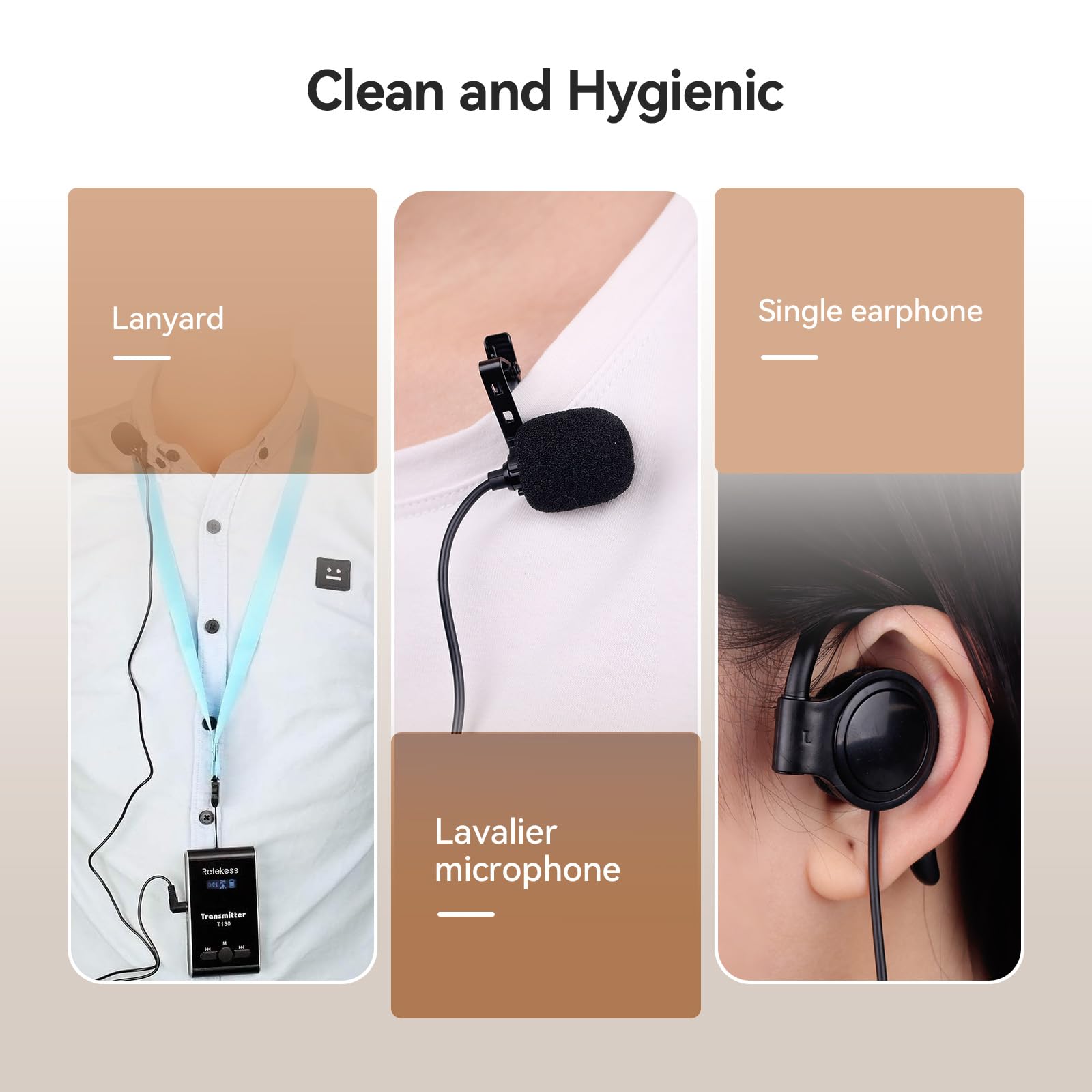 Retekess T130 Wireless Tour Guide Transmitter,Lavalier Microphone,99 Channel,Church Translation Transmitter For Interpretation T