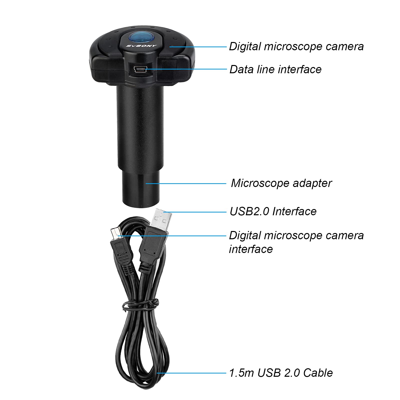 Svbony Sv189 Microscope Digital Camera, 1.3 Million Pixel Usb2.0 Microscope Accessories, Suitable For Microscope Color Photograp