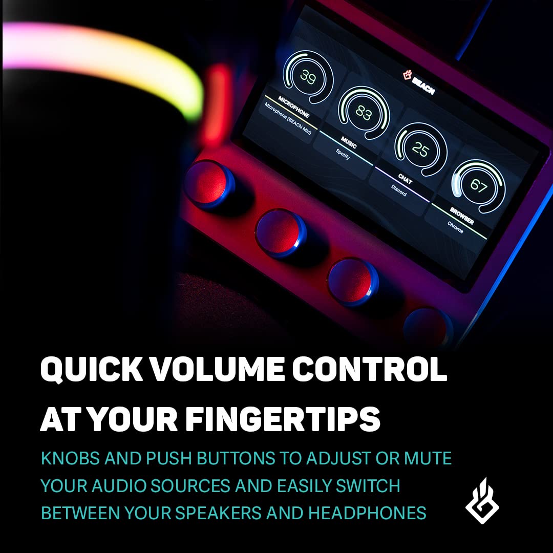 Beacn Mix - Usb C Windows Audio Controller With A Beautiful 5    Color Display And 4 Smooth Push-Button Encoders For Streaming,