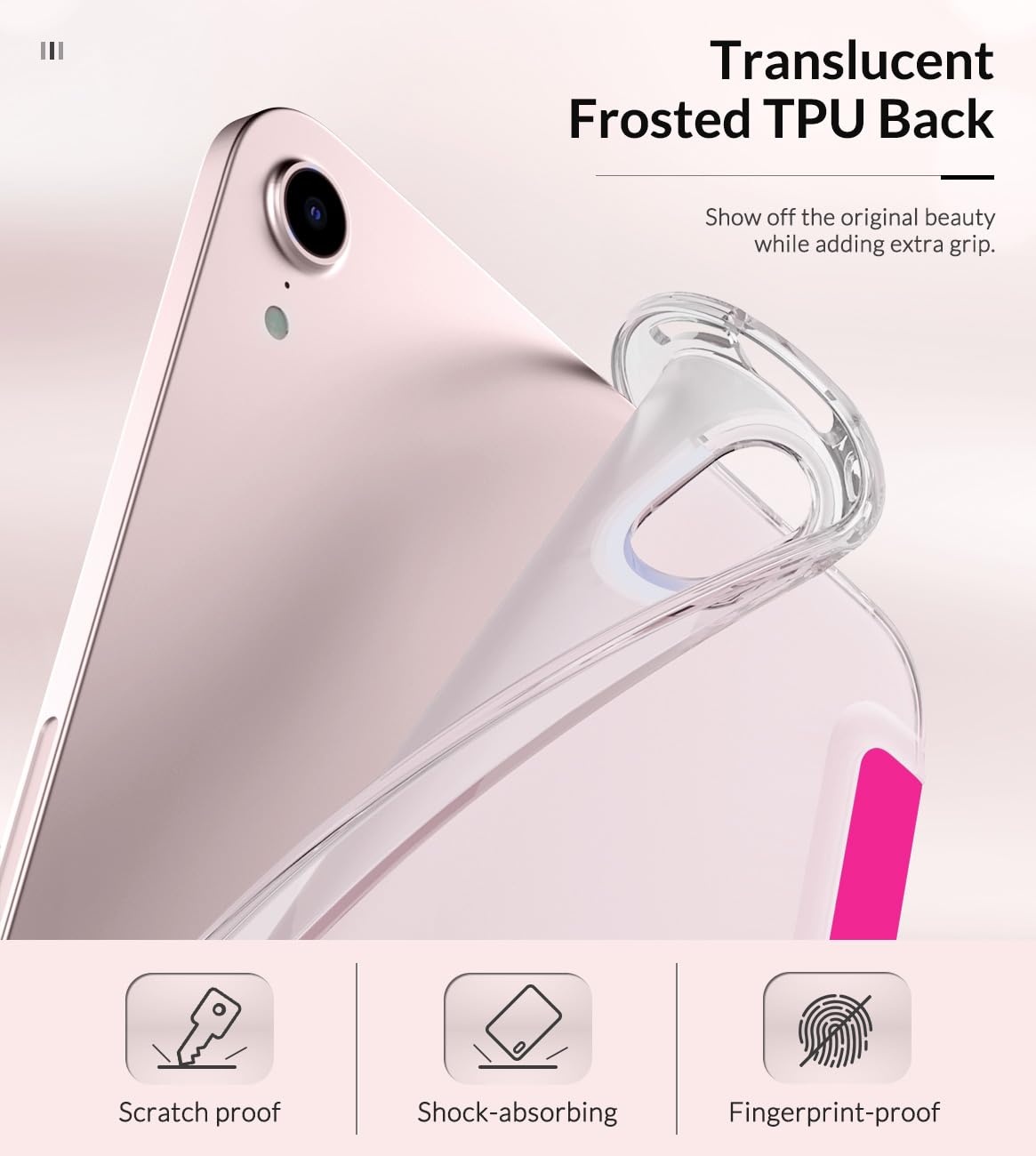 MoKo Case Fit New iPad Mini 7 (A17 Pro) 2024, iPad Mini 6th Generation Case 2021 (8.3 inch), iPad Mini 6 Case, Soft TPU Translucent Frosted Back Cover Case for iPad Mini 7th, Pitaya Red