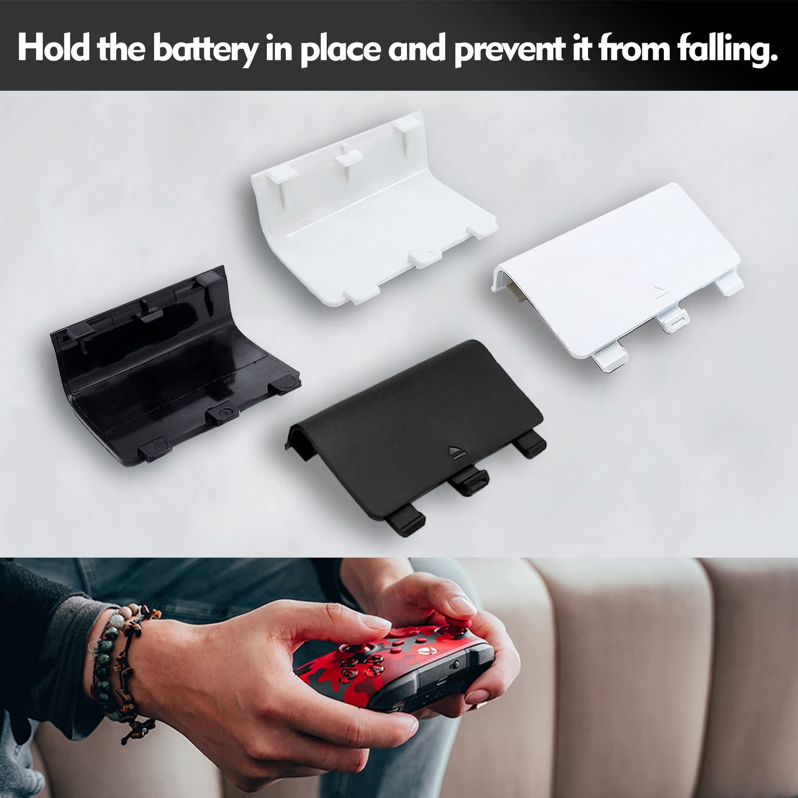 Kelifang Replacement Battery Cover Door Compatible With Xbox Series X/S Controller, Battery Back Shell Repair Part (White)