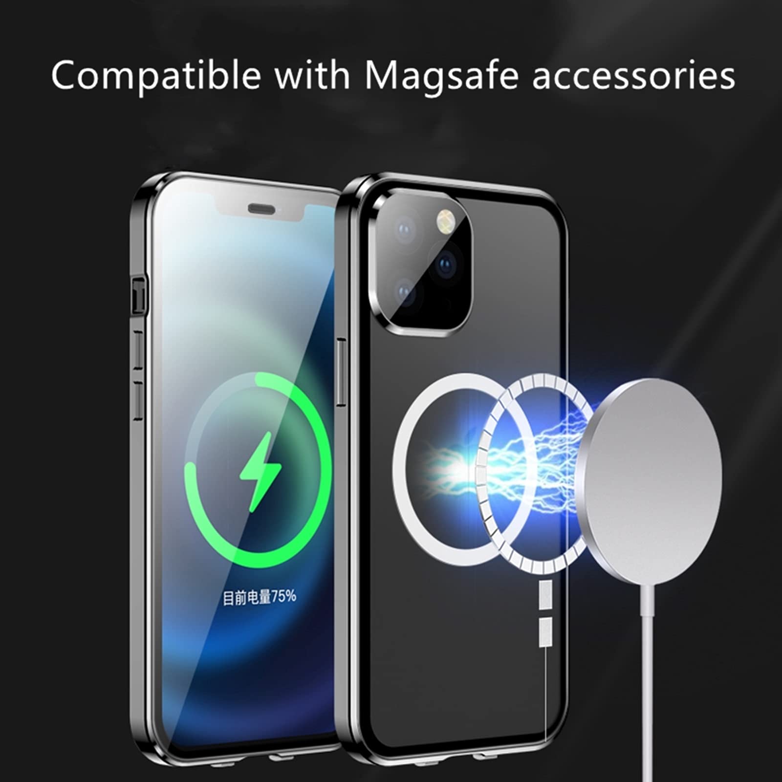 Jonwelsy iPhone 13 Pro Case Magsafe Magnetic Adsorption 360 Degree Protection Frosted PC Gold