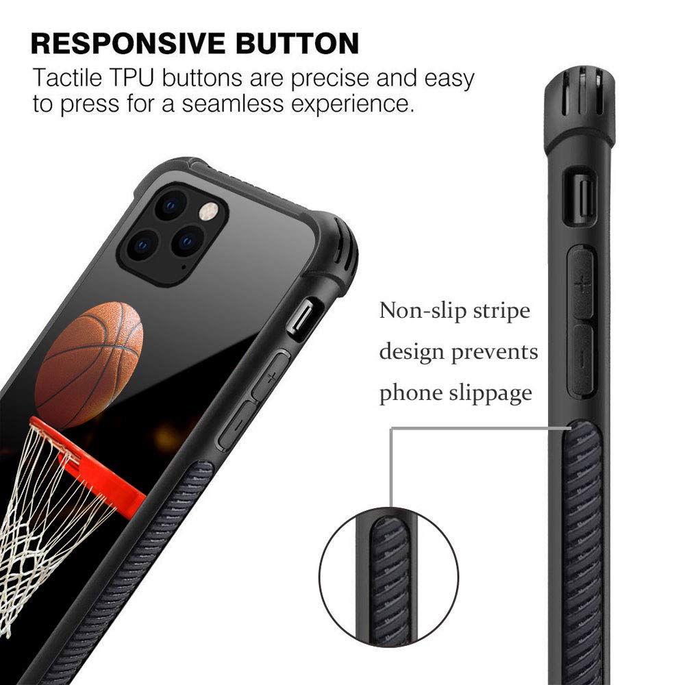 ZHEGAILIAN iPhone 13 Pro Max Phone Case Basketball Design Anti-Scratch Organic Glass TPU