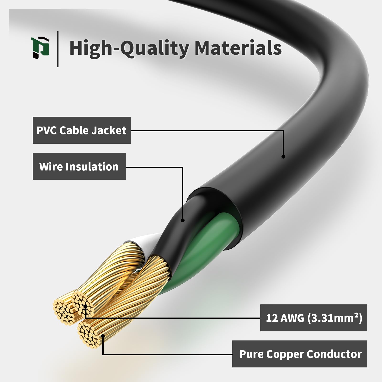 Plugtul 20Amp Extension Cord 50Ft, Nema 5 20 Heavy Duty Extension Cord, Lighted End, 12Gauge, Sjtw, 20Amp 125V 2500W, Black