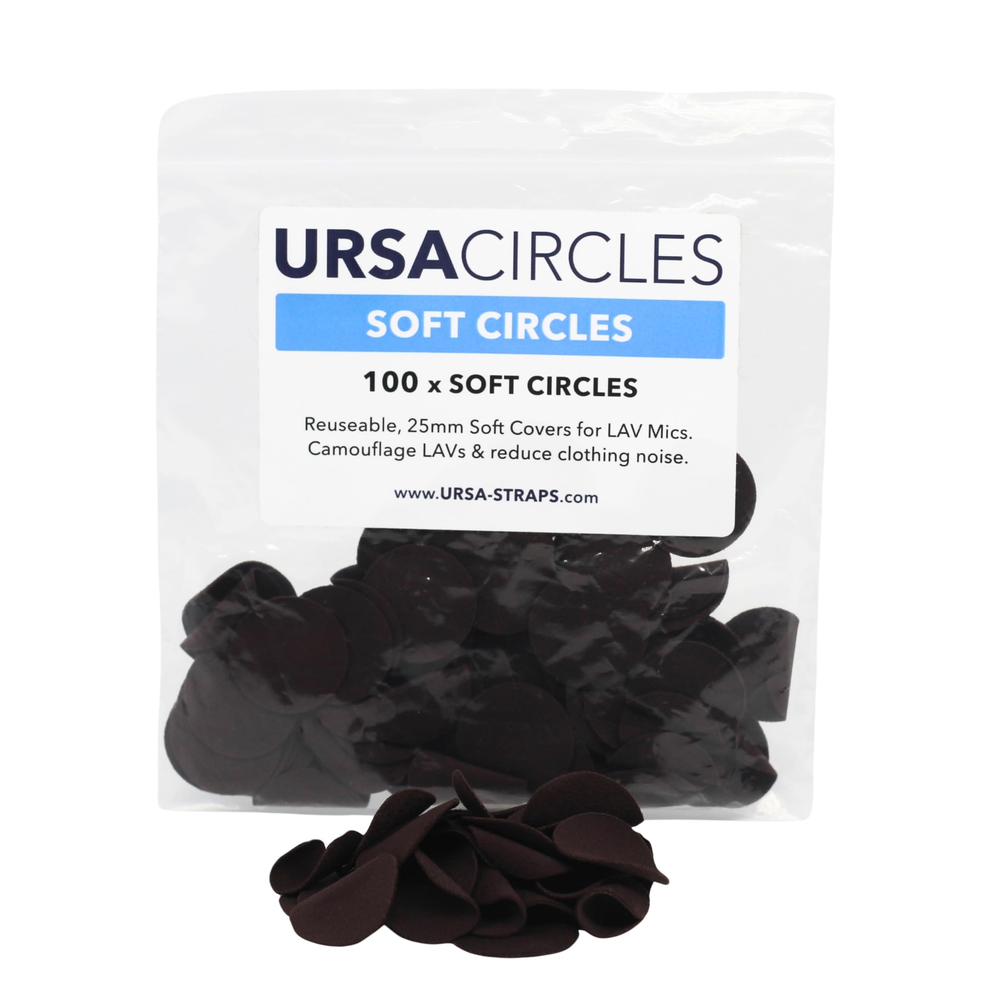 URSA Soft Circles: Reusable Soft Covers That Provide a Shield Against the Wind and Camouflage for Lavalier Mics. (100x Soft Circ