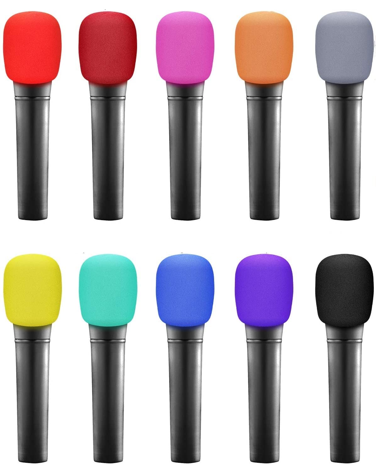 Fielect 5Pcs Microphone Cover Sponge Foam Mic Cover Handheld Microphone Windscreen Shield Protection Micro Foam Filter Yellow For Ktv Broadcasting
