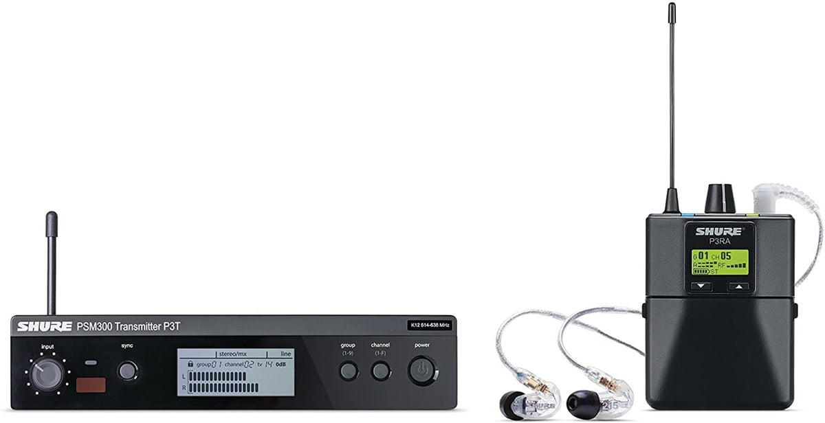 Shure Psm300 P3Tra215Cl Pro Wireless In Ear Personal Monitoring System With Se215 Cl Earphones