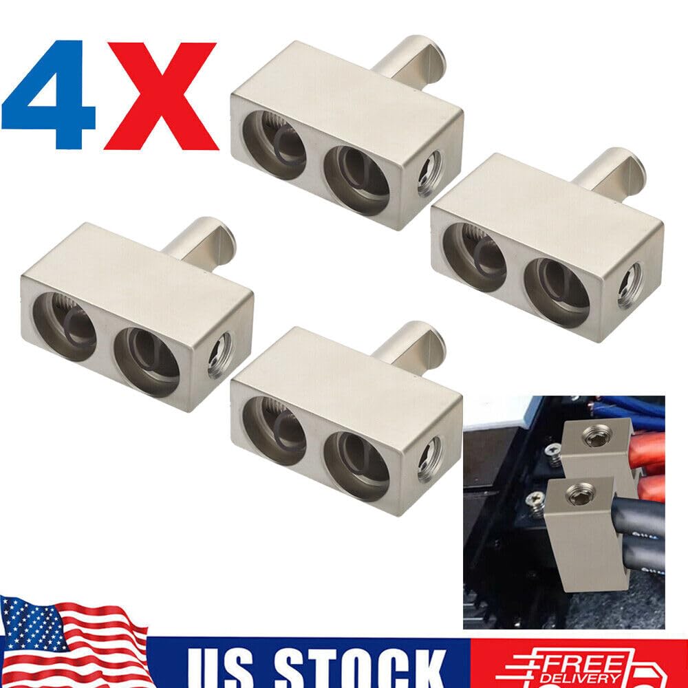 4Pcs Car Audio Power/Ground Dual 1/0 Gauge To 1/0 Gauge Offset Amp Input Reducers