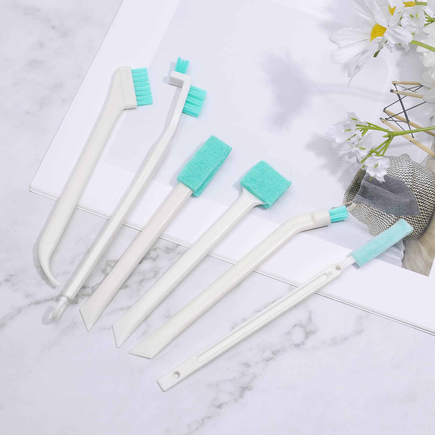 Savita 16Pcs Small Household Cleaning Brushes, Tiny Cleaning Brush Set Micro Scrubber 8 In 1 Detail Sponge Cleaning Brush Small