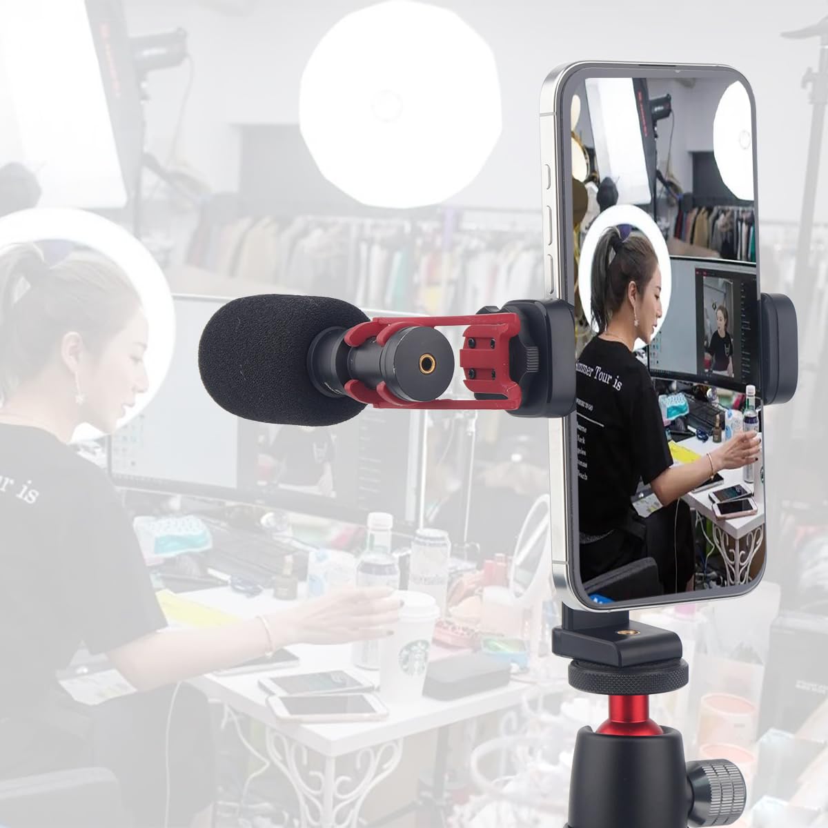 2Pcs Pack-Phone Tripod Mount With 1/4'' Screw Thread, 360 Rotate 180 Tilt Phone Holder Adapter For Iphone, Tripod, Selfie Stick,