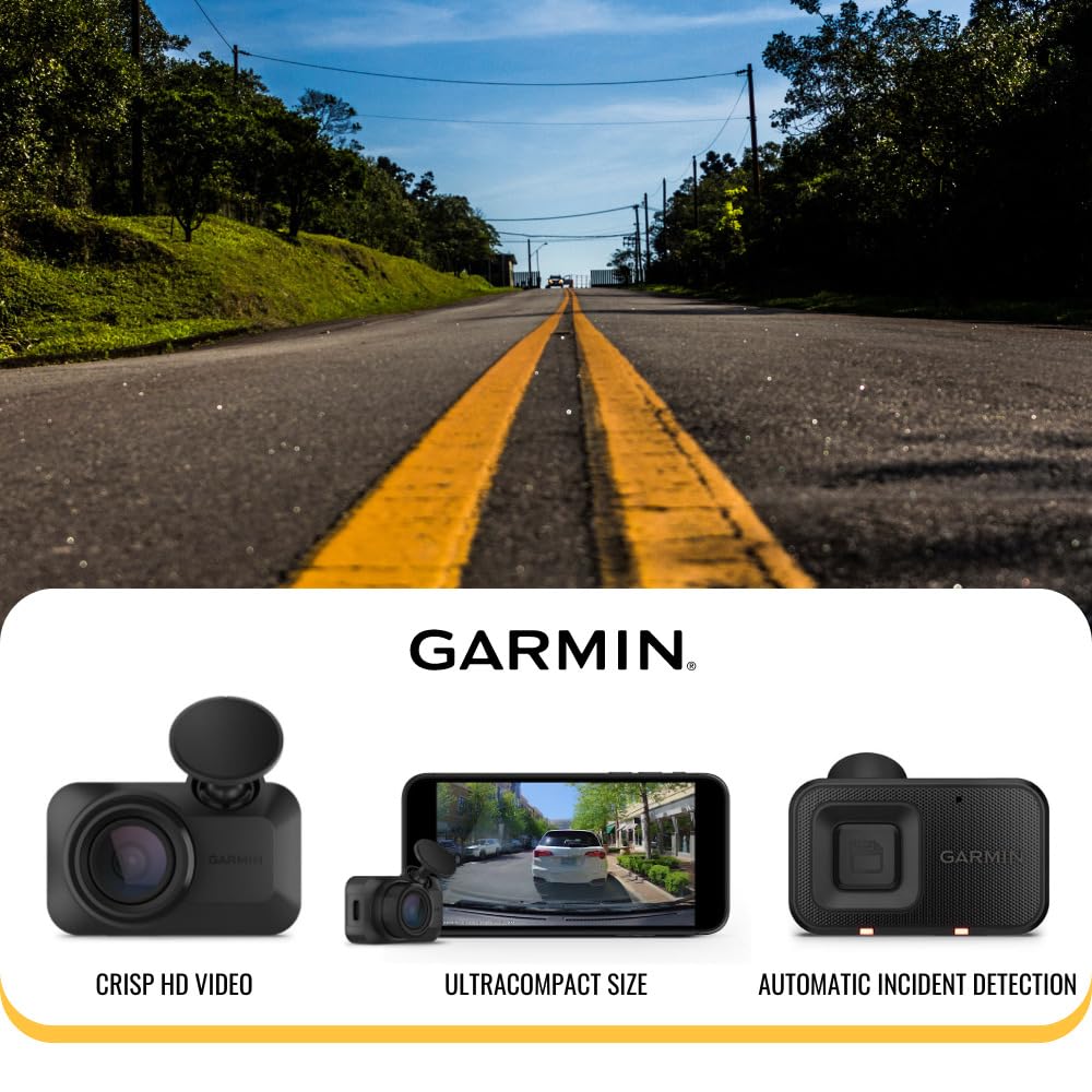 Garmin Dash Cam Mini 3 Ultra-Compact 1080P Camera With 140-Degree Field Of View (Black) Bundle With Dash Camera Accessory (2 Ite