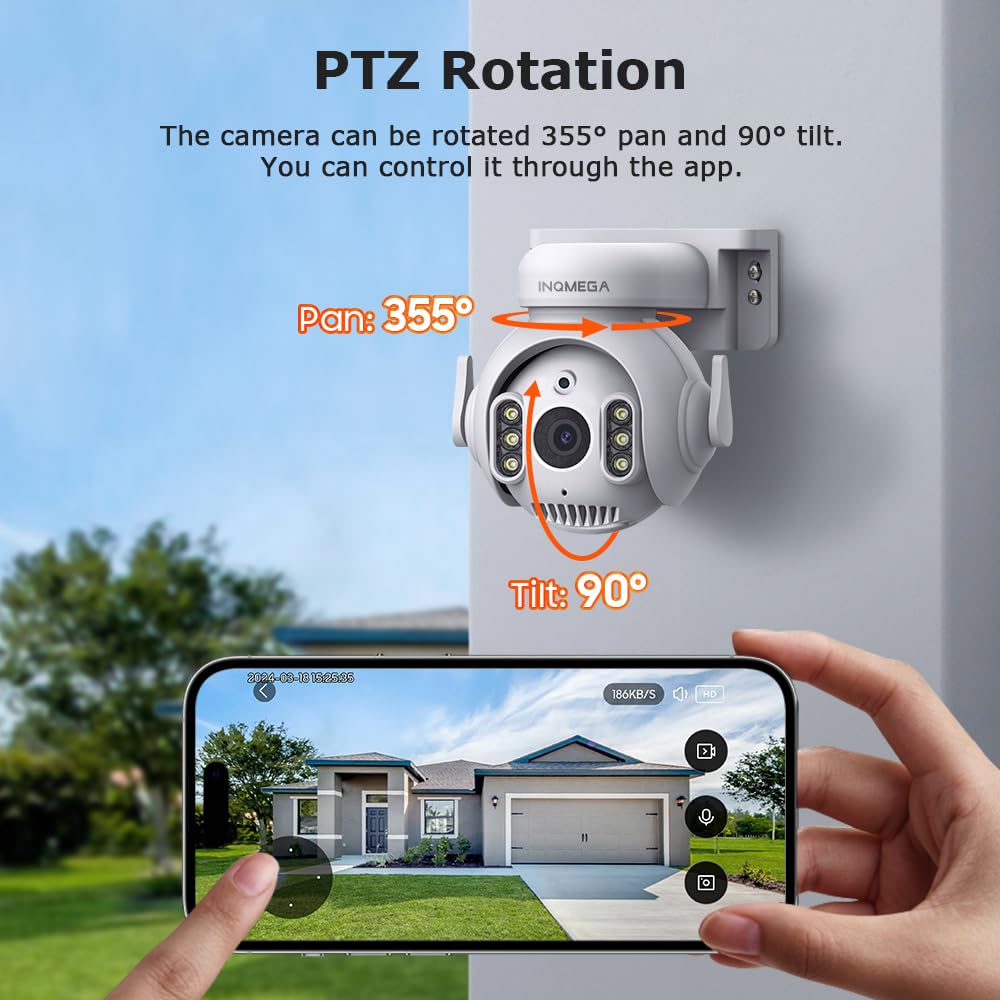 Inqmega 5Mp Tuya Smart Camera,Security Home Surveillance Camera With 2.4G Wifi,2 Way Audio, Full Color Night Vision, Waterproof,