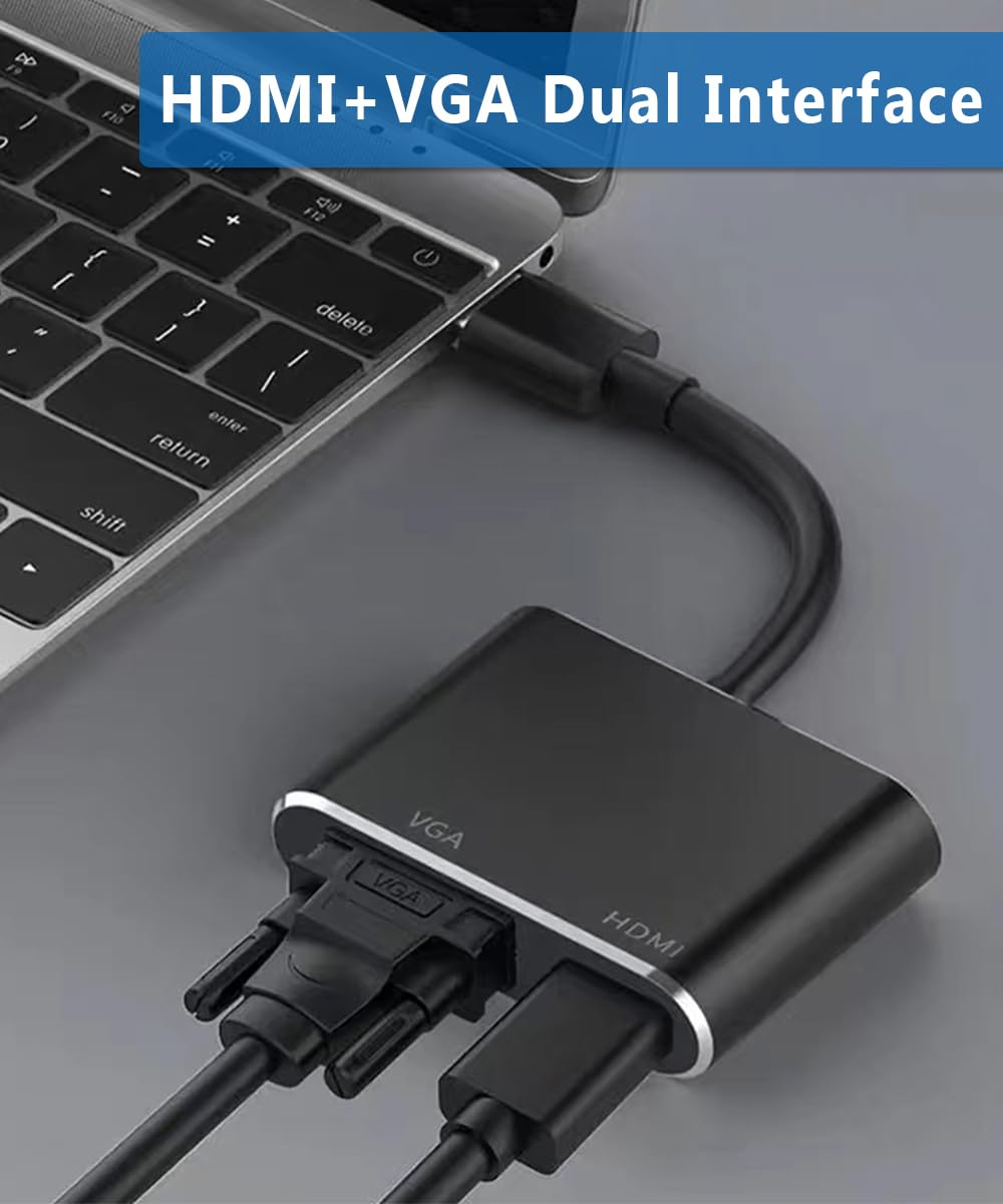 Usb To Hdmi Vga Adapter, 1080P Usb 3.0 To Hdmi+Vga Converter With Audio & Video Simultaneously, Compatible With Win Xp 7/8/10/11