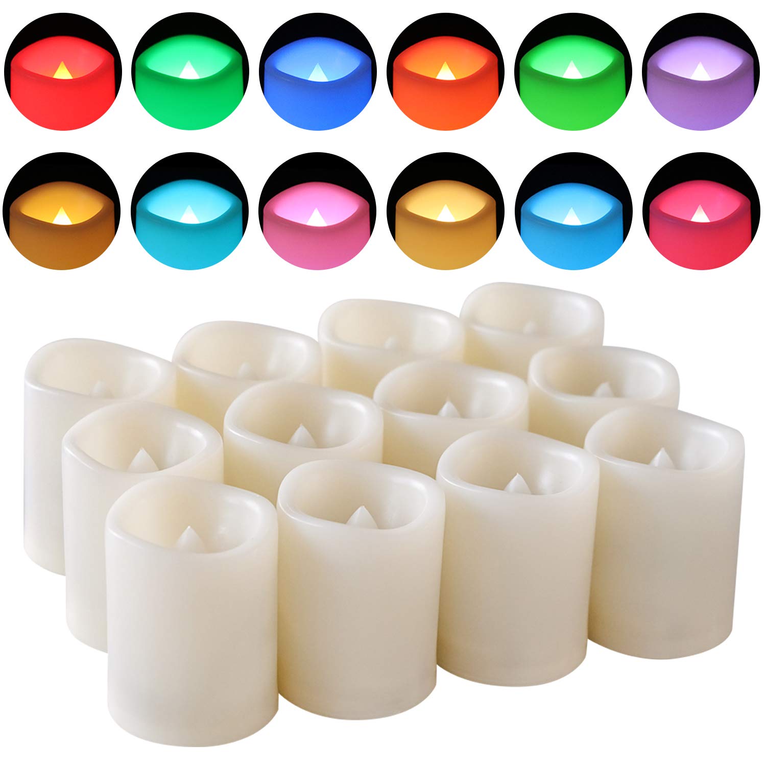 Dromance Color Changing Flameless Votive Candles With Remote And Timer, Battery Operated White Led Flickering Votive Pillar Cand